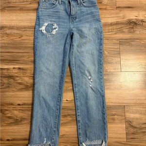 Madewell Light Blue Distressed Straight Leg Jeans